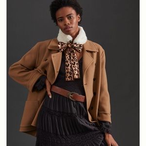 Leopard-Printed Faux Fur Collar used once $68